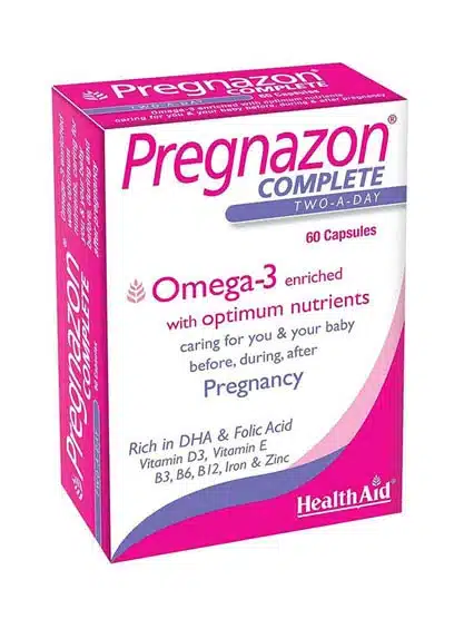 Pregnazon Complete Capsules - Comprehensive prenatal nutrition with Omega-3, vitamins, and minerals for healthy pregnancy and post-natal support.